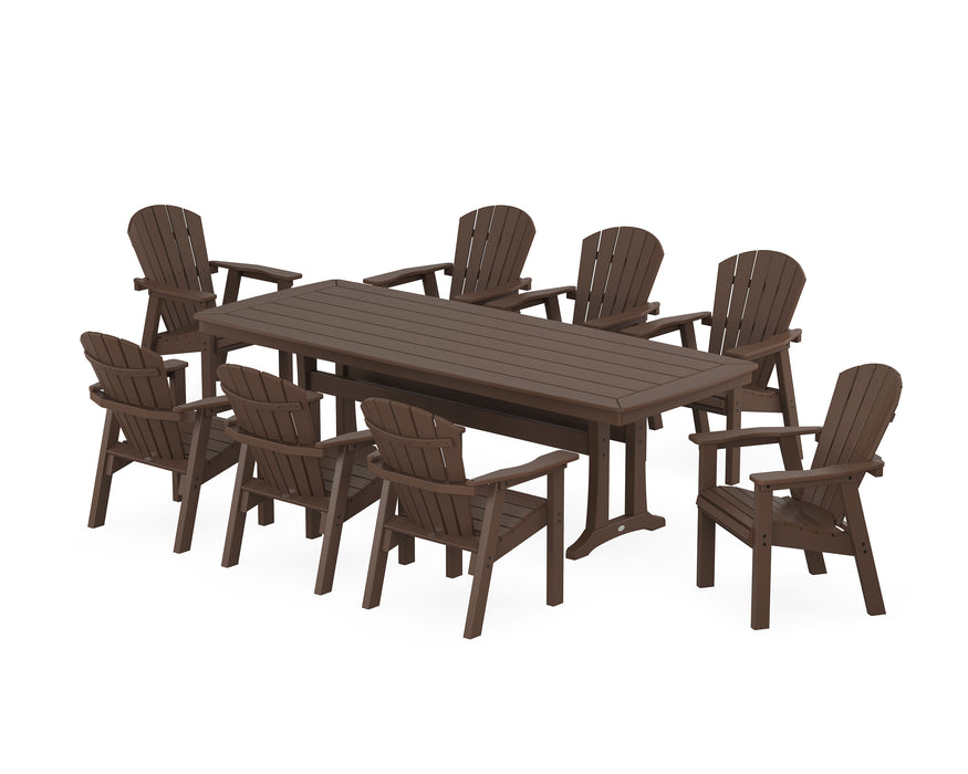 POLYWOOD Seashell 9-Piece Dining Set with Trestle Legs in Mahogany image