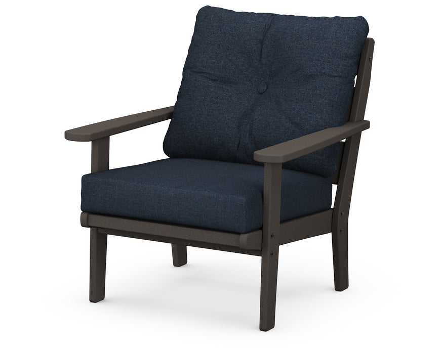 POLYWOOD Lakeside Deep Seating Chair in Vintage Coffee / Marine Indigo image