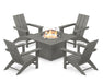 POLYWOOD Modern 5-Piece Adirondack Chair Conversation Set with Fire Pit Table in Slate Grey image
