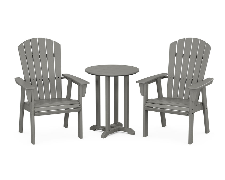 POLYWOOD Nautical Adirondack 3-Piece Round Dining Set in Slate Grey