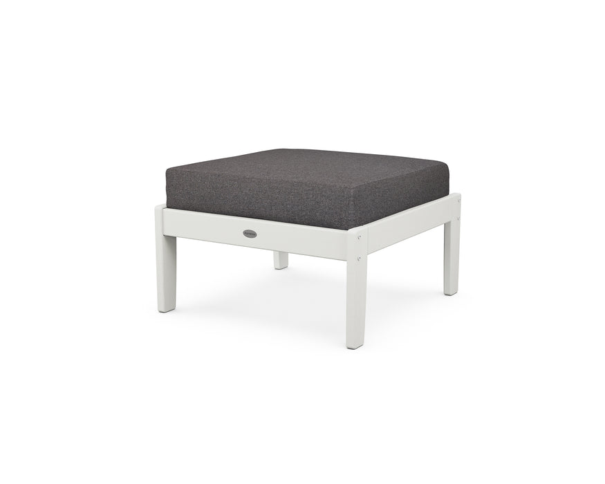 POLYWOOD Braxton Deep Seating Ottoman in Vintage White / Ash Charcoal