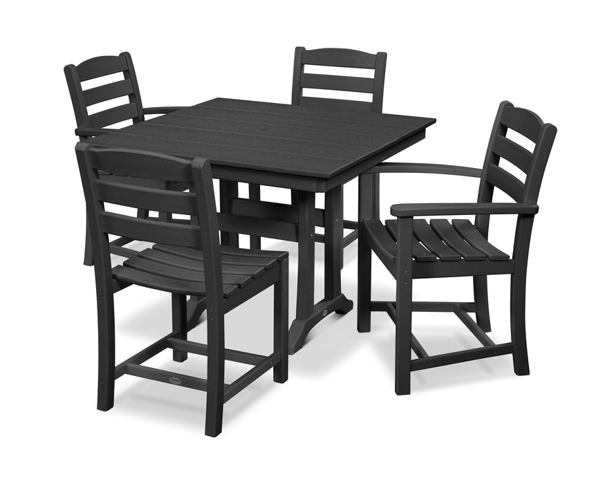 POLYWOOD La Casa Cafe 5-Piece Farmhouse Dining Set with Trestle Legs in Black