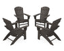 POLYWOOD 4-Piece Nautical Curveback Adirondack Chair Conversation Set in Vintage Coffee image