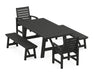 POLYWOOD Signature 5-Piece Rustic Farmhouse Dining Set With Benches in Black image