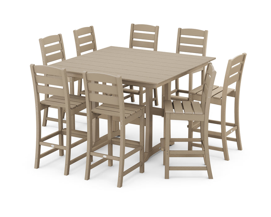 POLYWOOD Lakeside 9-Piece Bar Side Chair Set in Vintage Sahara