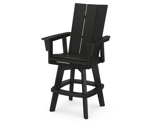 POLYWOOD Modern Curveback Adirondack Swivel Bar Chair in Black image