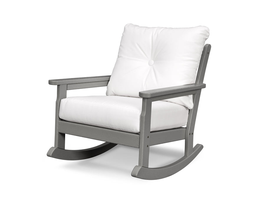 POLYWOOD Vineyard Deep Seating Rocking Chair in Slate Grey / Natural