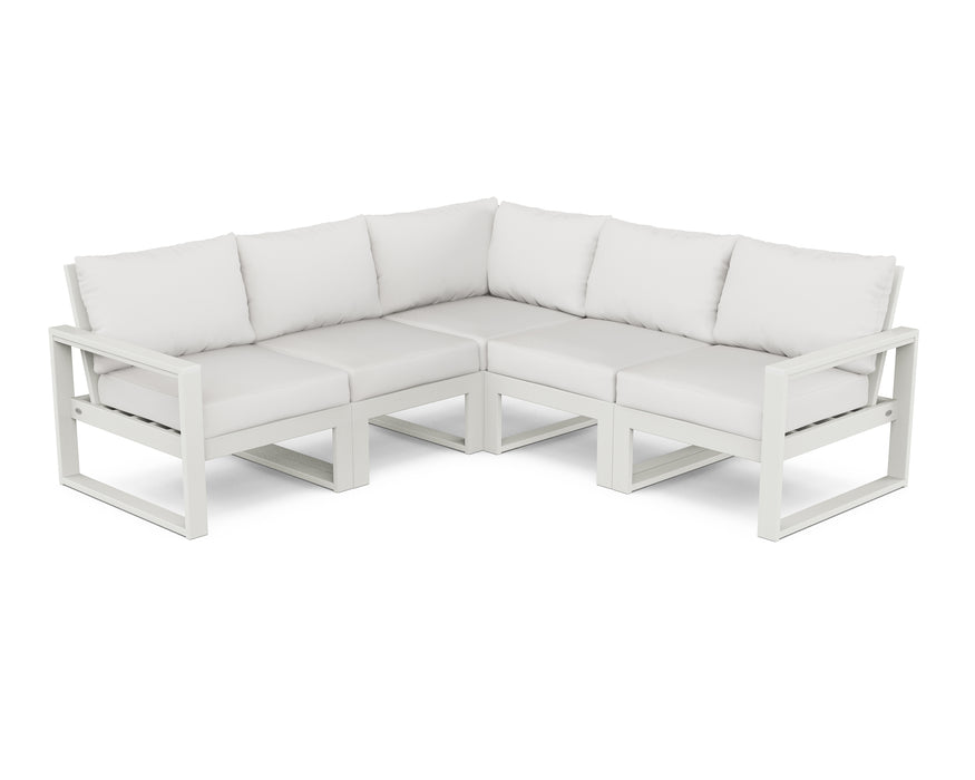 POLYWOOD EDGE 5-Piece Modular Deep Seating Set in Vintage White / Natural Linen image