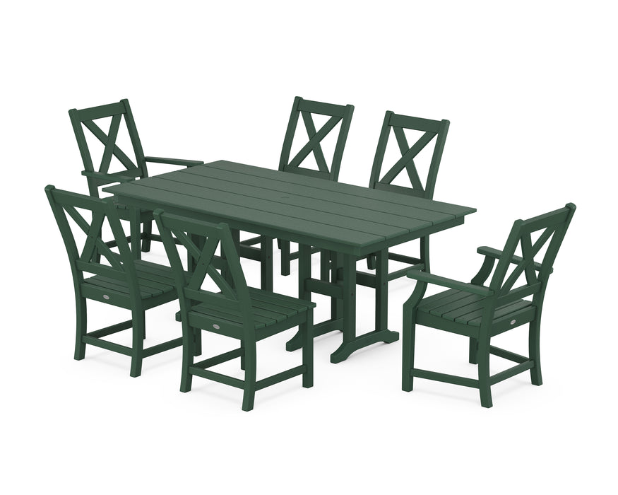 POLYWOOD Braxton 7-Piece Farmhouse Dining Set in Green image