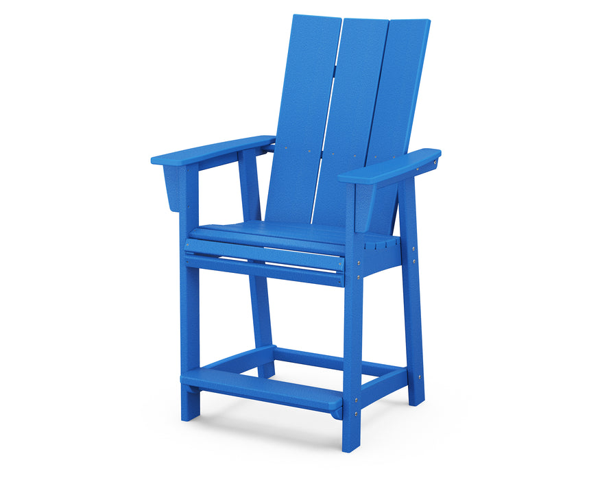 POLYWOOD Modern Curveback Adirondack Counter Chair in Pacific Blue