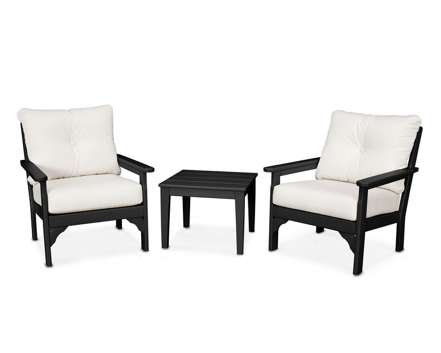 POLYWOOD Vineyard 3-Piece Deep Seating Set in Black / Bird's Eye