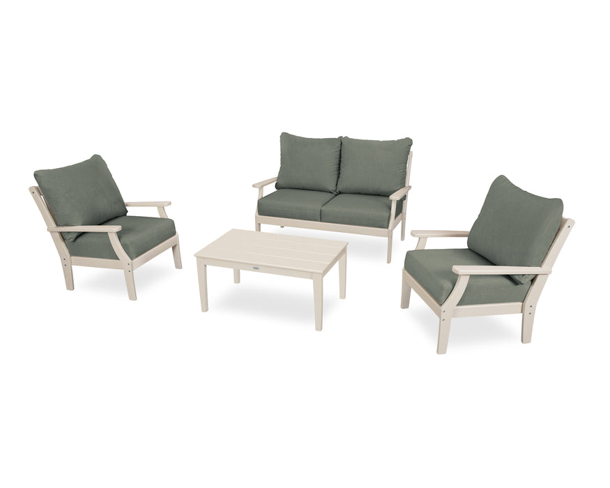 POLYWOOD Braxton 4-Piece Deep Seating Chair Set in Sand / Cast Sage image