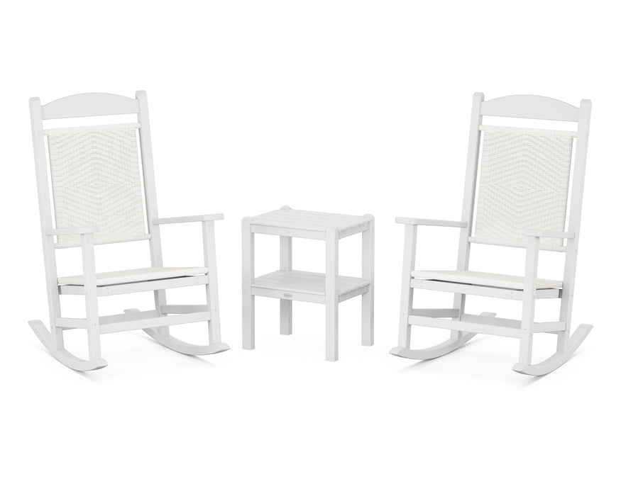 POLYWOOD Presidential Woven Rocker 3-Piece Set in White / White Loom image