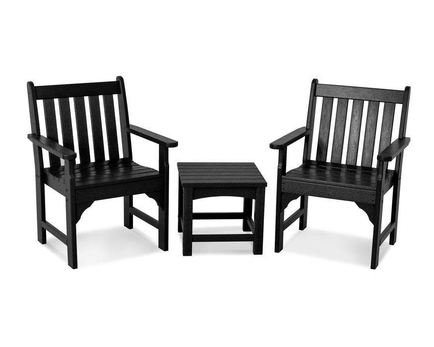 POLYWOOD Vineyard 3-Piece Garden Chair Set in Black