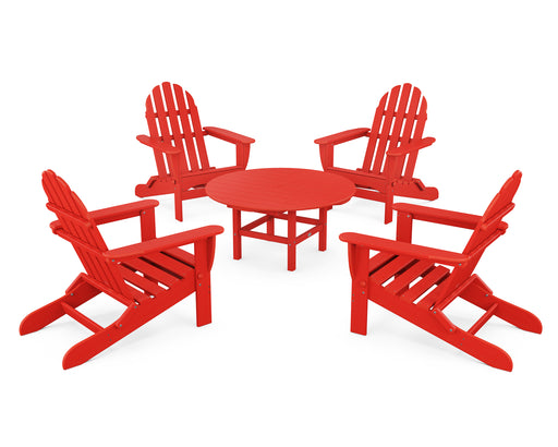 POLYWOOD Classic Folding Adirondack 5-Piece Conversation Group in Sunset Red image