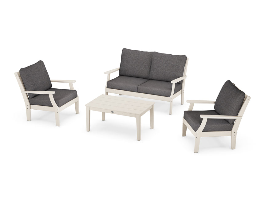 POLYWOOD Braxton 4-Piece Deep Seating Chair Set in Sand / Ash Charcoal image