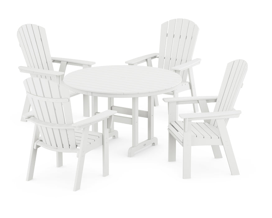 POLYWOOD Nautical Adirondack 5-Piece Round Farmhouse Dining Set in Vintage White image