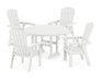 POLYWOOD Nautical Adirondack 5-Piece Round Farmhouse Dining Set in Vintage White image