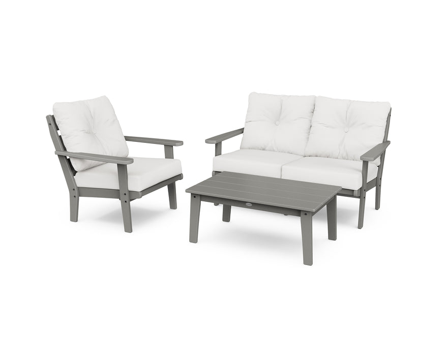 POLYWOOD Lakeside 3-Piece Deep Seating Set in Slate Grey / Natural Linen image