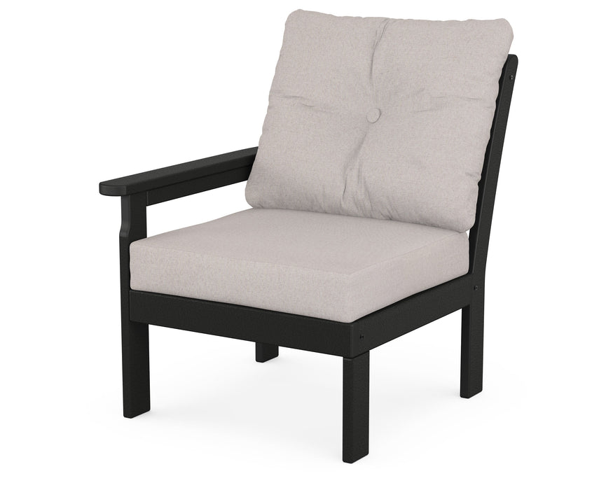 POLYWOOD Vineyard Modular Left Arm Chair in Black / Dune Burlap