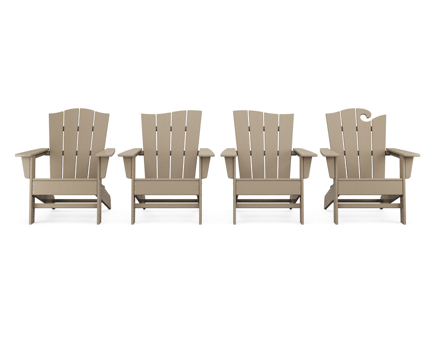 POLYWOOD Wave Collection 4-Piece Adirondack Chair Set in Vintage Sahara