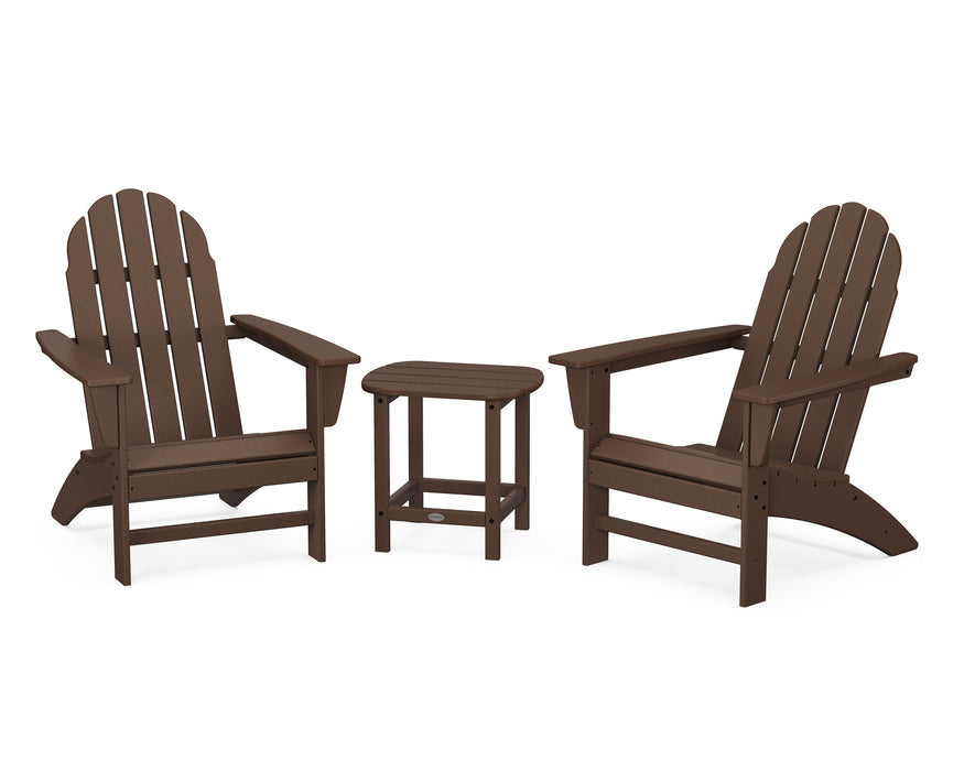 POLYWOOD Vineyard 3-Piece Adirondack Set with South Beach 18" Side Table in Mahogany image