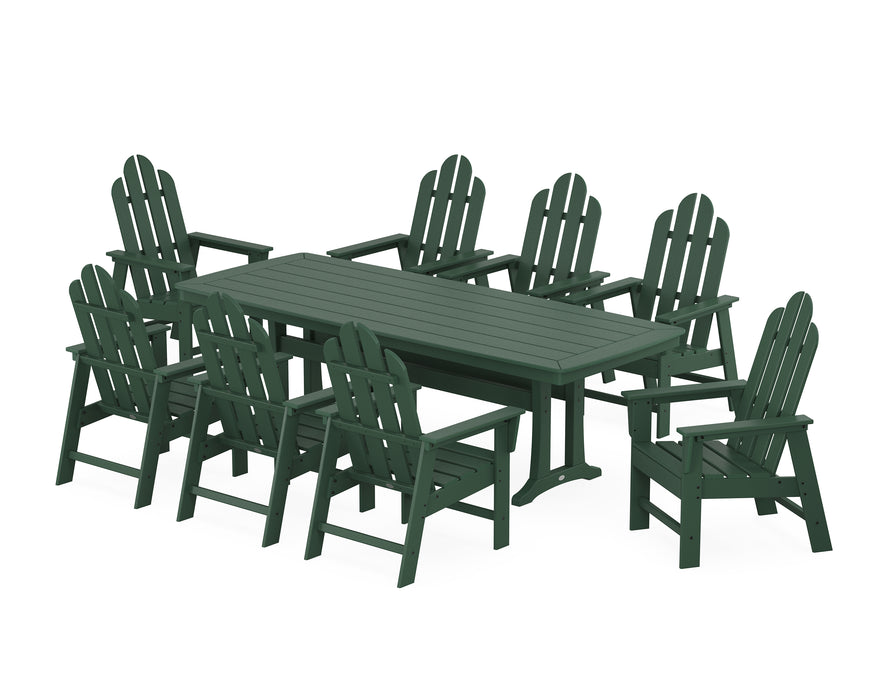 POLYWOOD Long Island 9-Piece Dining Set with Trestle Legs in Green