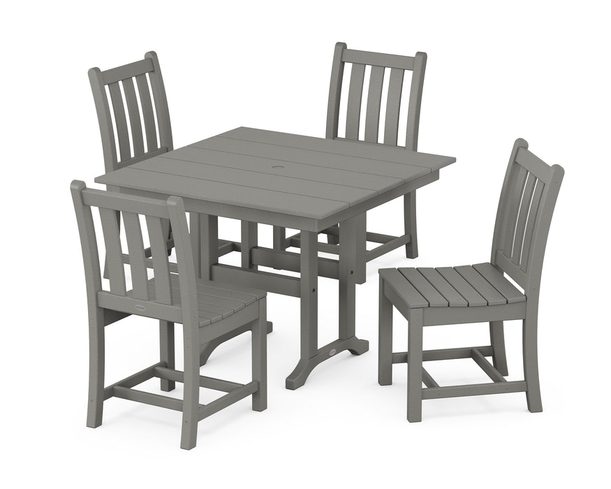 POLYWOOD Traditional Garden Side Chair 5-Piece Farmhouse Dining Set in Slate Grey image