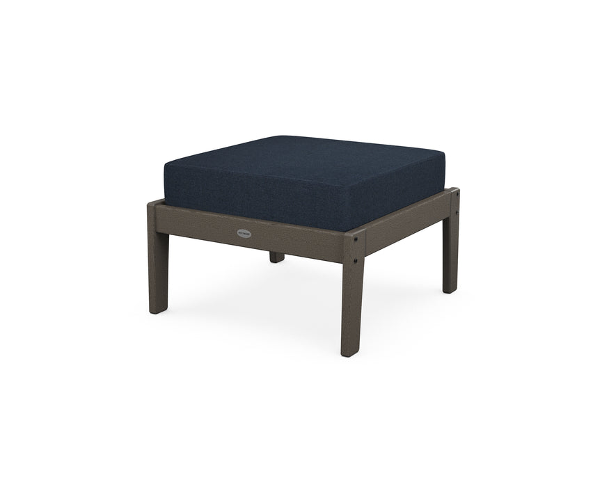 POLYWOOD Lakeside Deep Seating Ottoman in Vintage Coffee / Marine Indigo image