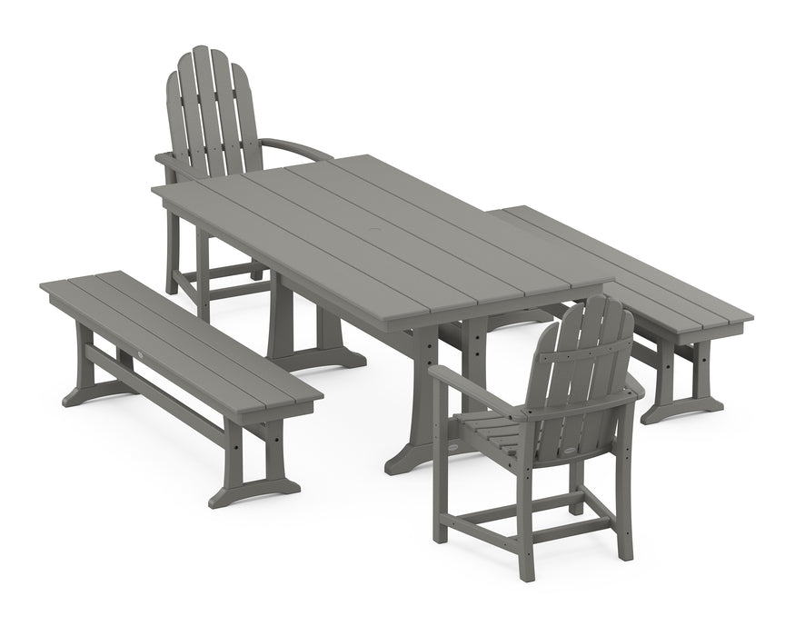 POLYWOOD Classic Adirondack 5-Piece Farmhouse Dining Set With Trestle Legs in Slate Grey