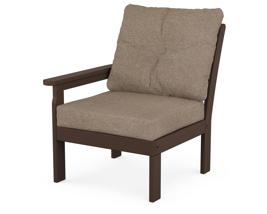 POLYWOOD Vineyard Modular Left Arm Chair in Mahogany / Spiced Burlap