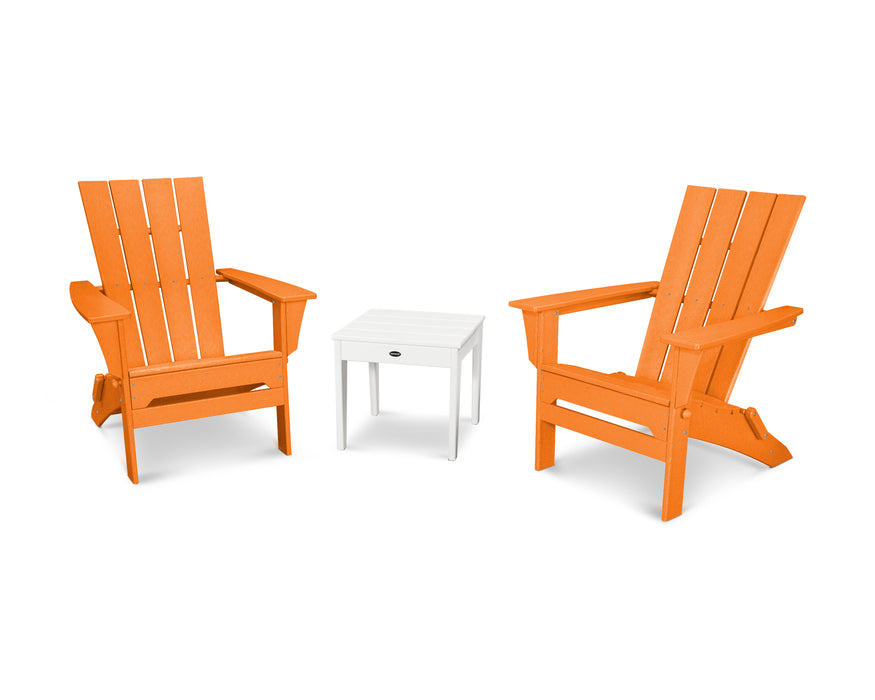 POLYWOOD Quattro 3-Piece Adirondack Set in Tangerine / White image