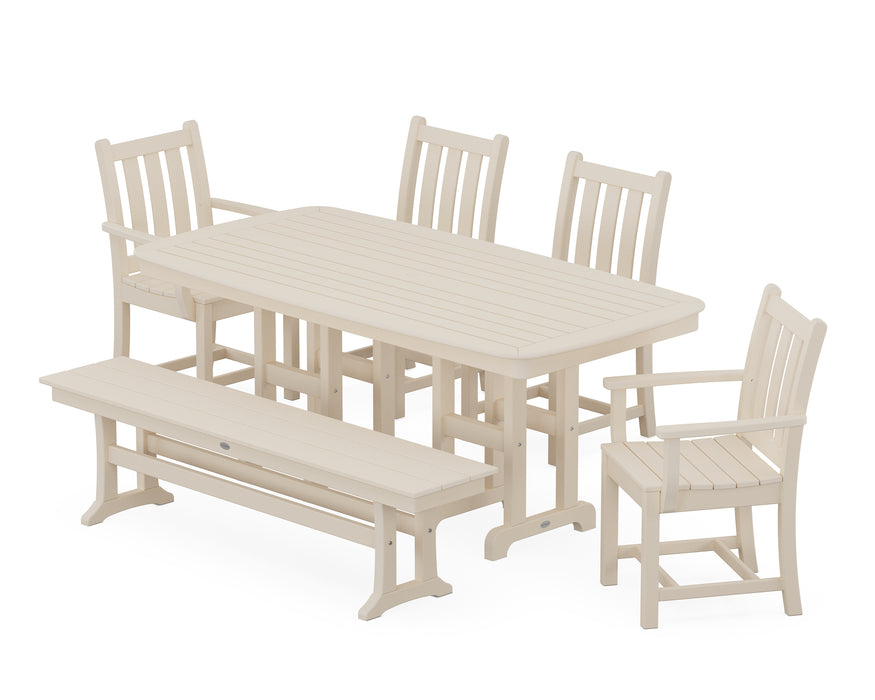 POLYWOOD Traditional Garden 6-Piece Dining Set with Bench in Sand image