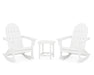 POLYWOOD Vineyard 3-Piece Adirondack Rocking Chair Set with South Beach 18" Side Table in White image