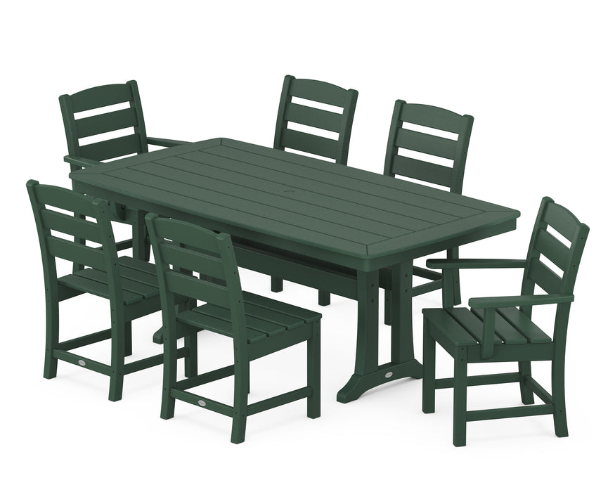 POLYWOOD Lakeside 7-Piece Nautical Trestle Dining Set in Green