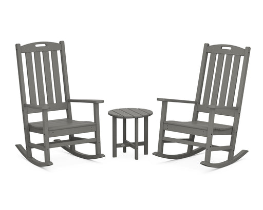 POLYWOOD Nautical 3-Piece Porch Rocking Chair Set in Slate Grey image