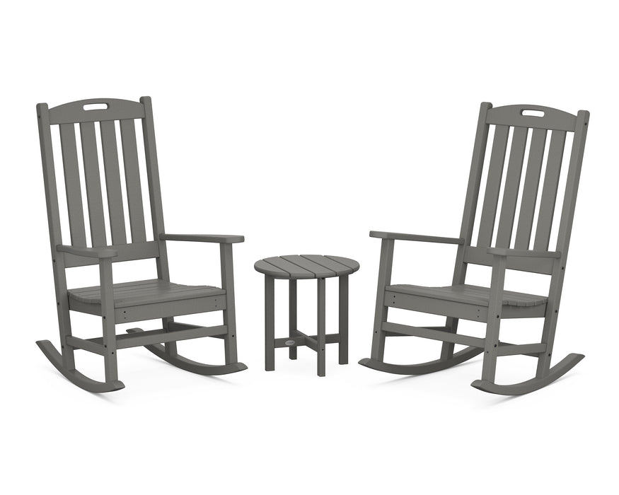 POLYWOOD Nautical 3-Piece Porch Rocking Chair Set in Slate Grey