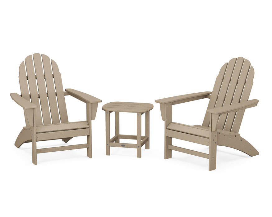 POLYWOOD Vineyard 3-Piece Adirondack Set with South Beach 18" Side Table in Vintage Sahara image