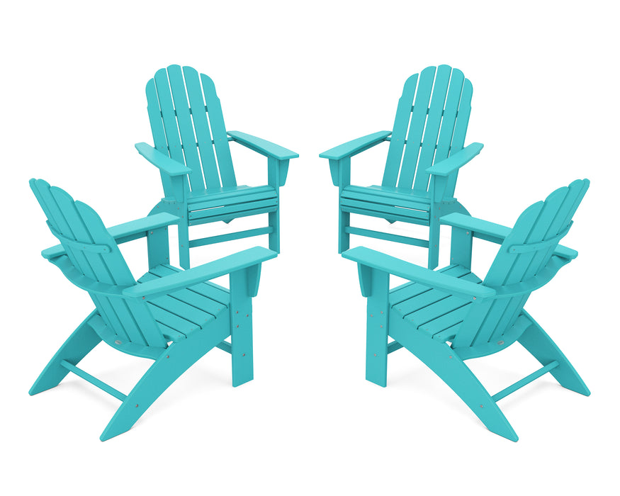 POLYWOOD 4-Piece Vineyard Curveback Adirondack Chair Conversation Set in Aruba