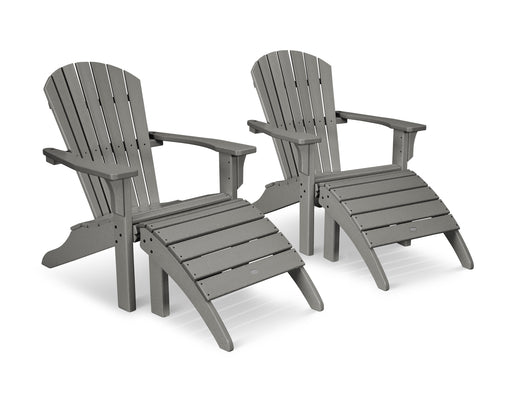 POLYWOOD Seashell Adirondack Set with Ottomans in Slate Grey image