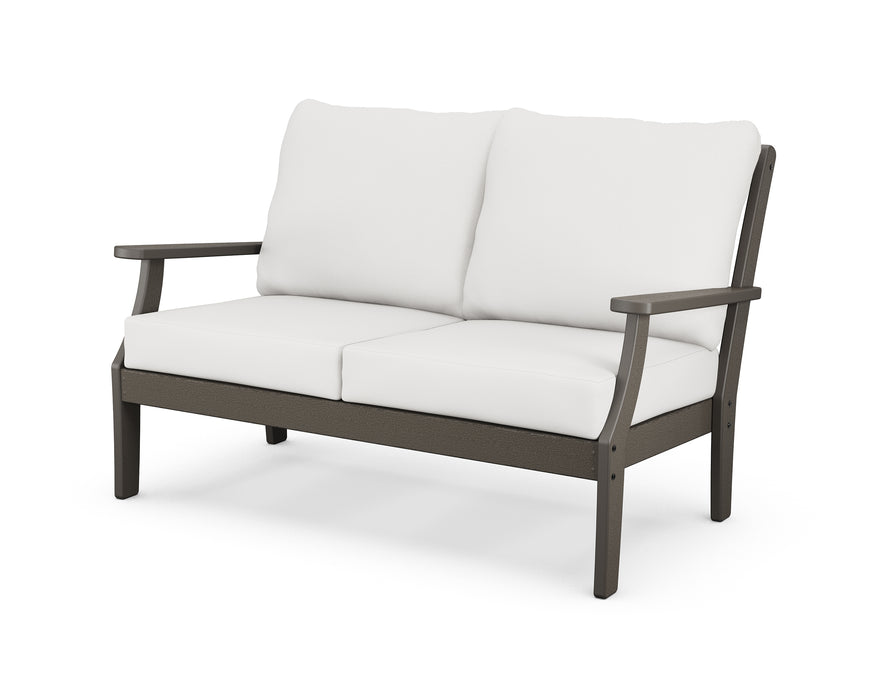 POLYWOOD Braxton Deep Seating Loveseat in Vintage Coffee / Natural Linen image