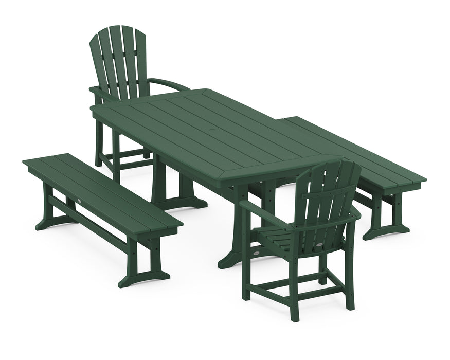 POLYWOOD Palm Coast 5-Piece Dining Set with Trestle Legs in Green