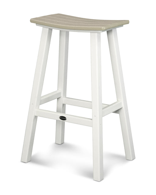 POLYWOOD Contempo 30" Saddle Bar Stool in White / Sand image