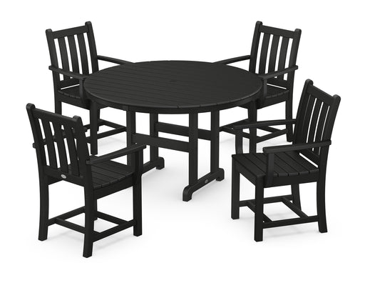 POLYWOOD Traditional Garden 5-Piece Round Farmhouse Dining Set in Black image