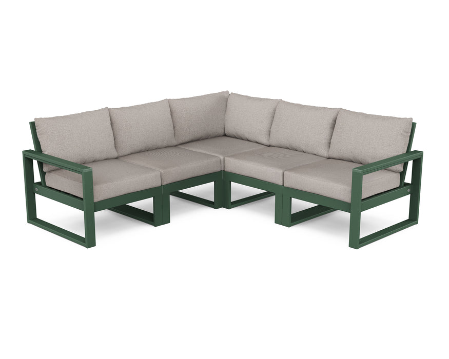 POLYWOOD EDGE 5-Piece Modular Deep Seating Set in Green / Weathered Tweed image