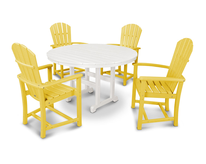 POLYWOOD Palm Coast 5-Piece Round Farmhouse Dining Set in Lemon / White