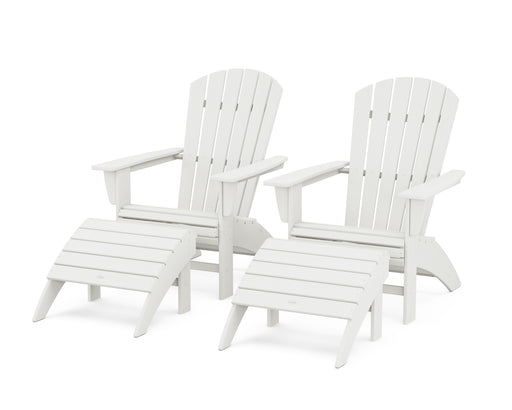 POLYWOOD Nautical Curveback Adirondack Chair 4-Piece Set with Ottomans in Vintage White image