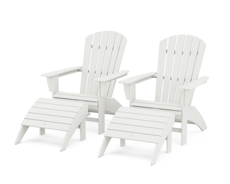 POLYWOOD Nautical Curveback Adirondack Chair 4-Piece Set with Ottomans in Vintage White image