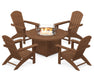 POLYWOOD Nautical 5-Piece Adirondack Chair Conversation Set with Fire Pit Table in Teak image