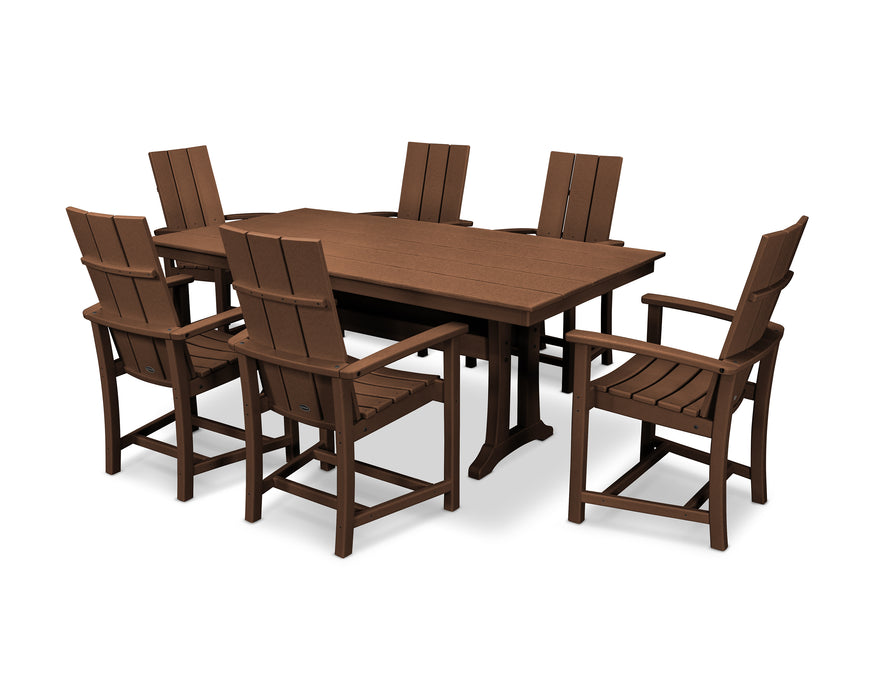 POLYWOOD Modern Adirondack 7-Piece Farmhouse Dining Set with Trestle Legs in Teak image